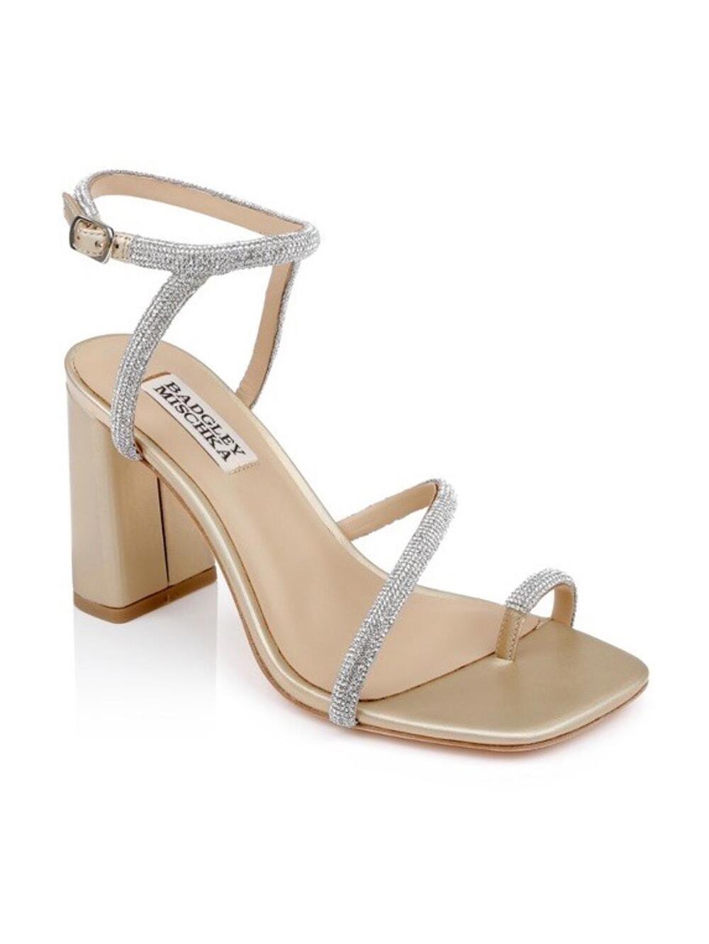 $249 Bagley Mischka Size 8.5 Dalilah Scrappy Block Heels Sandals - Gold